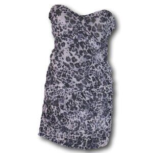 Sweet Color Rushed Strapless Cheetah Print Dress S